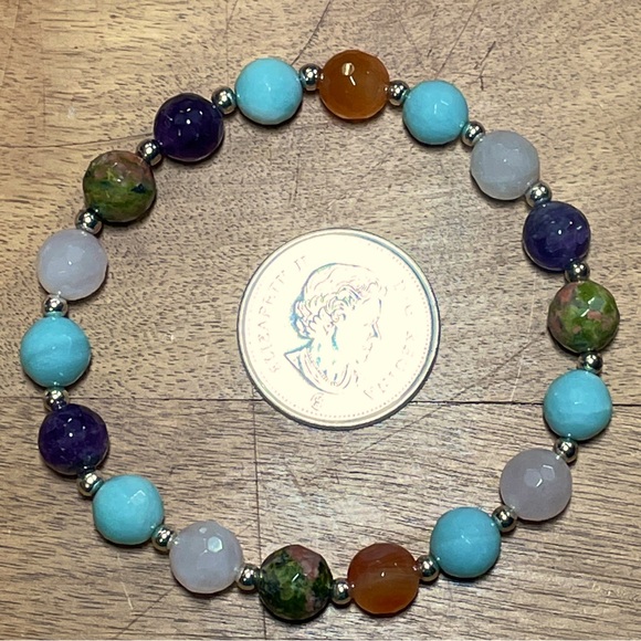 Multi Semi-precious Gemstones Boho Style Bracelet - Picture 7 of 7